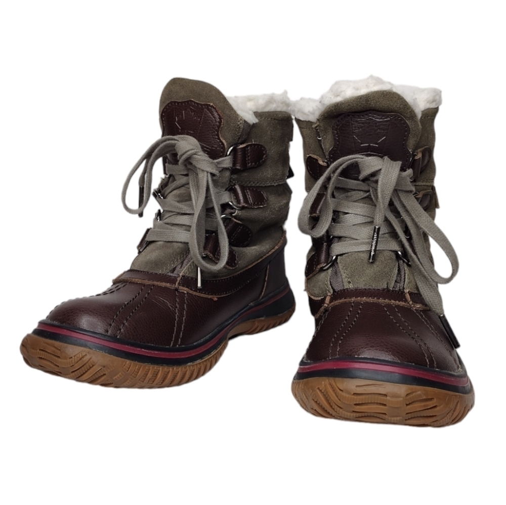 Pajar Women's Leather Waterproof Iceland Faux Fur Winter Lace Up Boots Sz 5.5